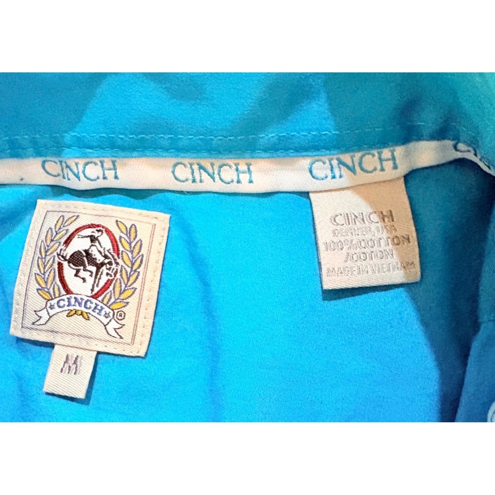 Lot of 3 Cinch Long Sleeve Western Button Down Shirts Blue Plaid Turquoise Sz M - Picture 8 of 8